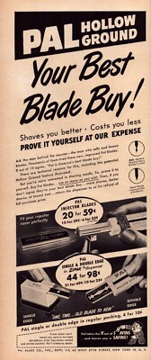 PAL Shaving Razor Hollow Ground Best Blade Buy 1950 Vintage Print Ad-C-4.1