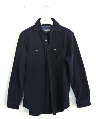 POLO SPORT Ralph Lauren Mens Button-Down Blue Long Sleeve Fleece