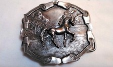 Vintage Horse Belt Buckle Bergamot Brass Works 1976