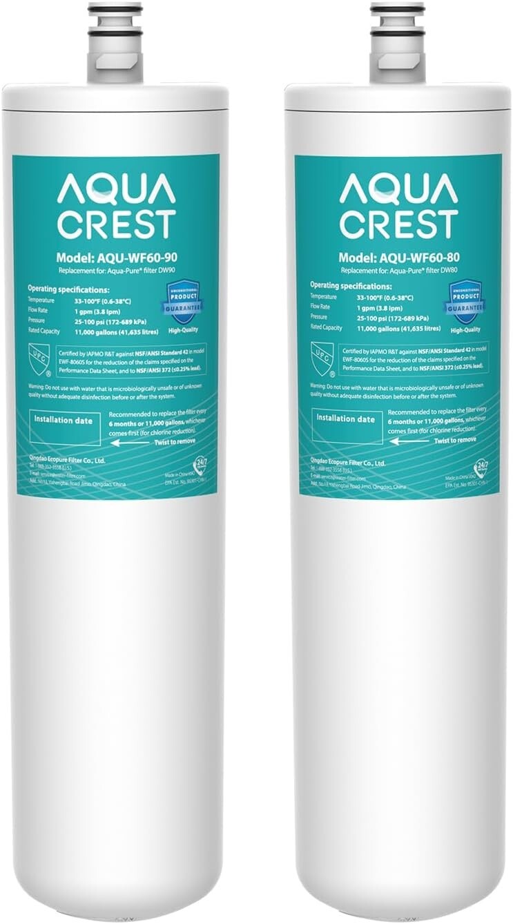 AQUA CREST DW80/90 Under Sink Water Filter, Replacement for 