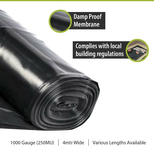 2 X 4M 1000G BLACK POLYTHENE PLASTIC SHEETING HEAVY DUTY Garden & Concrete - Picture 3 of 7
