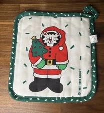 Vintage Coco Dowley Santa Claws Kitty Cat Hot Pad Christmas Cotton NEW! Oven