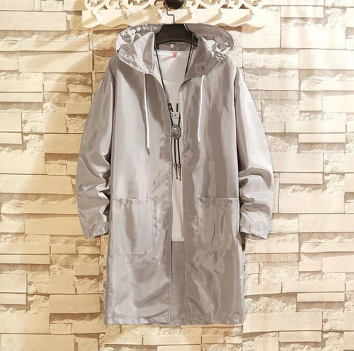 Neu Sommer Herren dünne lange Kapuzenjacken lässig Sonnenschutz Mantel Windbreaker Geschenk - Bild 13 von 14
