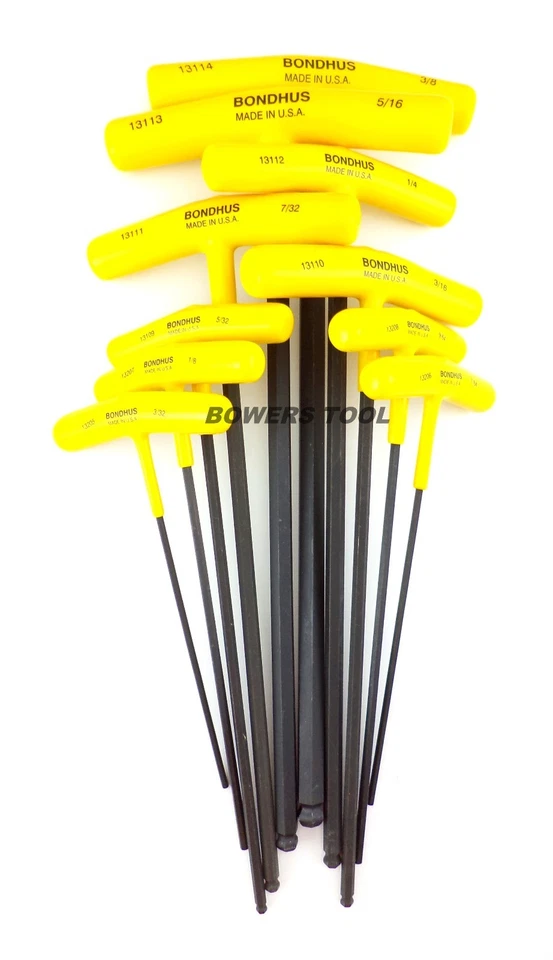 Bondhus T Handle Ball End Hex Wrench Set SAE Standard Inch MADE IN USA 13138 - Image 3 of 4