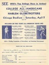 1951 College All Americans Harlem Globetrotters Basketball Advertising Handbill