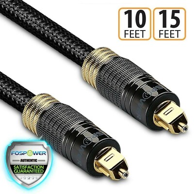 FosPower 10FT 15FT Fiber Optical Toslink to Toslink S/PDIF Digital Audio Cable 