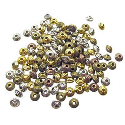 Tibetan alloy mixed  color bicone  bead spacer  1mm hole 5x3mm lead free
