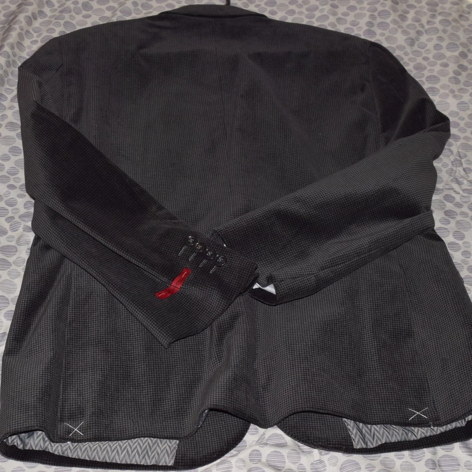 ALFANI ROJO HOMBRE TERCIOPELO SLIM FIT CHAQUETA DE NOCHE BLAZER GRIS NEGRO TALLA 40S 🔥🔥 Foto 3 de 3