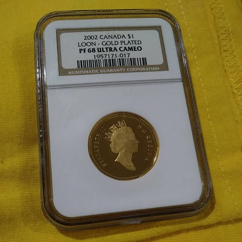 2002 CANADA $1 LOON - GOLD PLATED NGC PF 68 ULTRA CAMEO