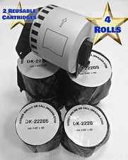 4 Rolls- Labels123 Brand-Compatible DK-2205 Brother Continuous Labels + 1 Frame