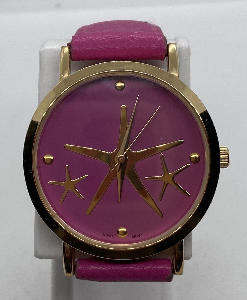 Geneva Purple And Gold Leather Watch Band GENEVA PLATINUM LADIES WATCH New  Battery Purple Strap Star Dial