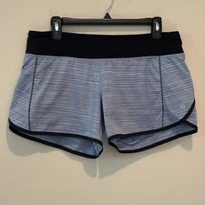 Lululemon Shorts Women’s 8 Turbo Run 4.5" Twisted Stripe Caspian Blue Purple Gym