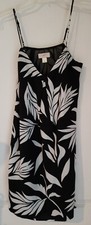 LOFT Black White Floral Sun Slip Halter Dress XS Spaghetti Straps MINT
