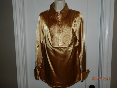 Gold Satin Blouse Size 8 second skin 
