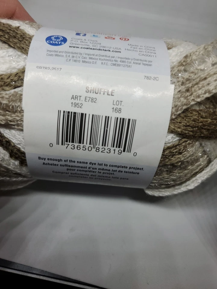 RED HEART~Boutique Sashay SHUFFLE Super Bulky Yarn 30yds White Tan Metallic - Image 3 of 4