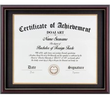 DOAI ART Diploma Frame 14 X 17 With Mat Solid Wood Display Document/certificate