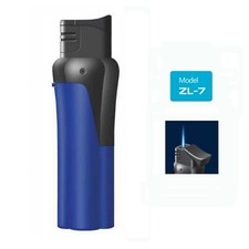 Blue Rubber Slim Jet Zenga Lighter, Refillable Lighter, Windproof - ZL-7