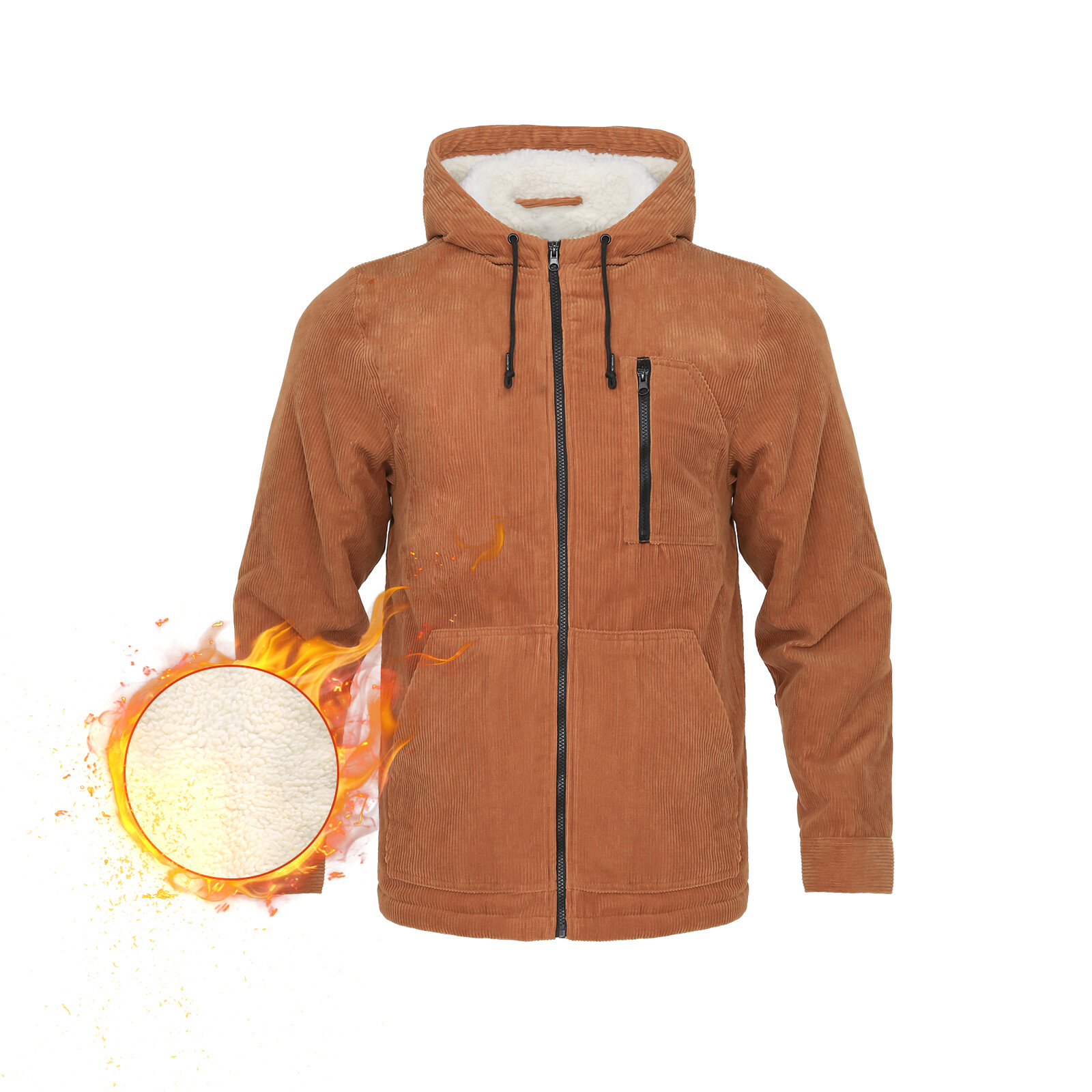Men's Sherpa Lined Fleece Hoodie Jacket - Heavyweight Full Zip Winter Warm Coat