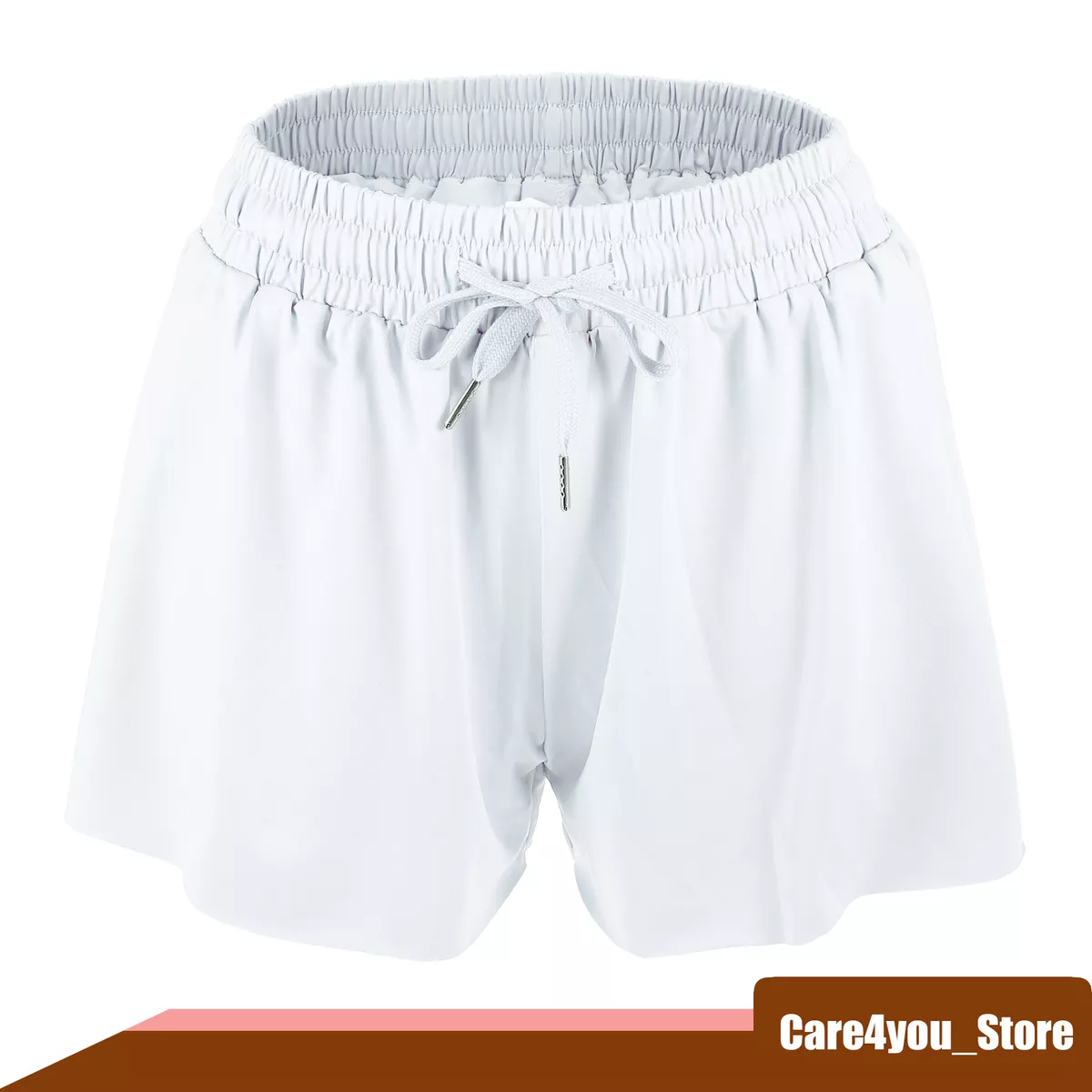 1Pcs Women Flowy Running Shorts Casual High Waisted Workout Shorts White  Size M