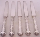 5 Strasbourg by Gorham Sterling Silver Blunt Hollow Knives with Bolster Monogram