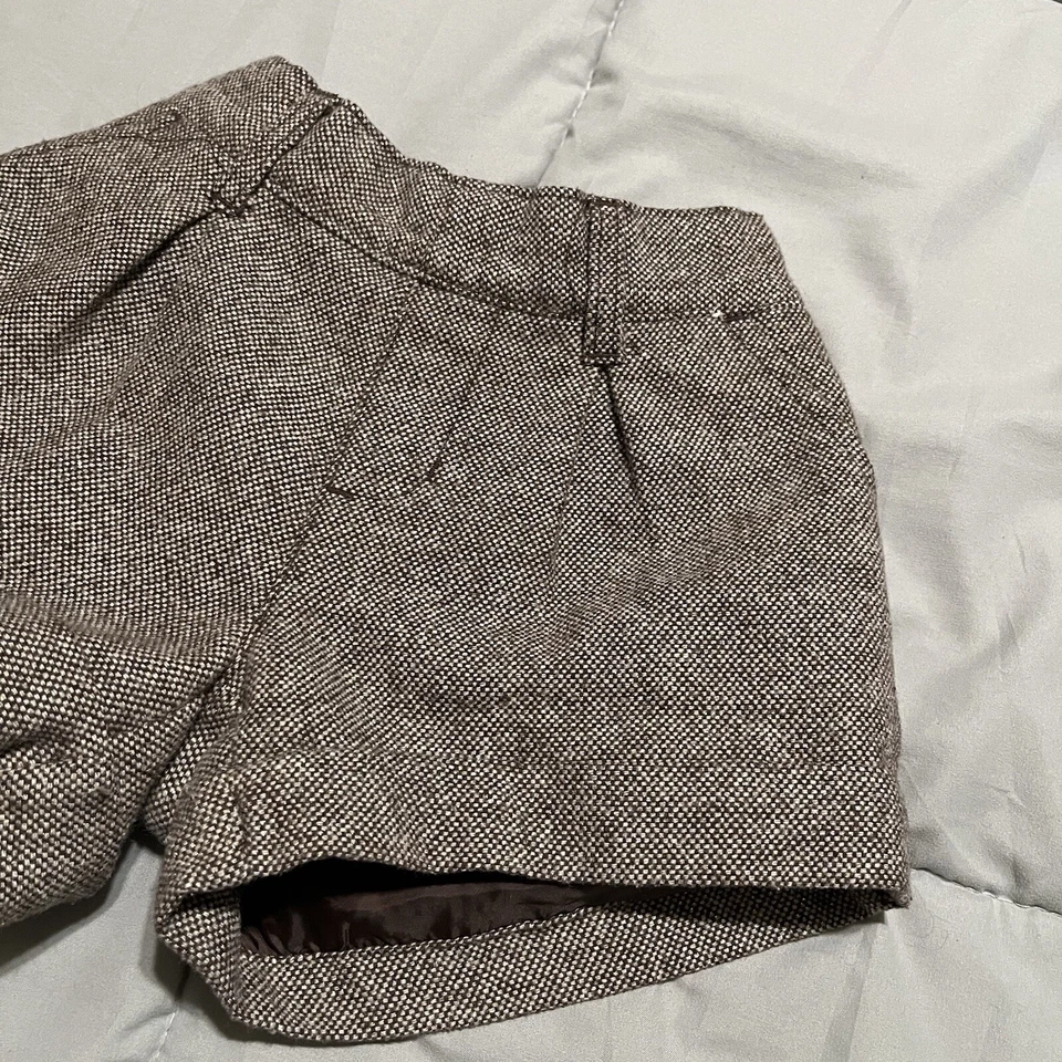 Gymboree 棕色金属金色斑点拉短裤女孩青少年尺寸 6 羊毛混纺 — 第 4/4 张图片