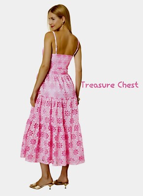 Lilly Pulitzer Women's Edith Eyelet Midi Dress, Pink, Cotton