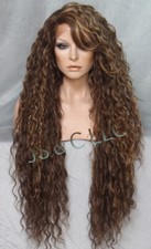 Human Hair Blend Full Lace Front Wig Wavy Brown mix Heat OK WBSM 8.27.613