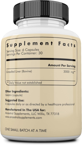 Grass Fed Beef Liver 180 Capsules, Supports Energy Production, Detoxification, D - Picture 2 of 12