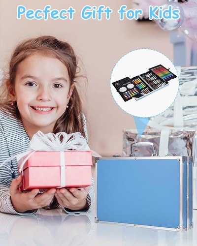 Valigetta Colori per Bambini, 144 Pezzi Kit Pittura, Matite Colorate Pastelli a - Foto 7 di 11