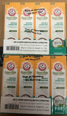 Essentials Whiten & Strengthen Fluoride Toothpaste-8 Pack of 4.3Oz Tubes, Fresh