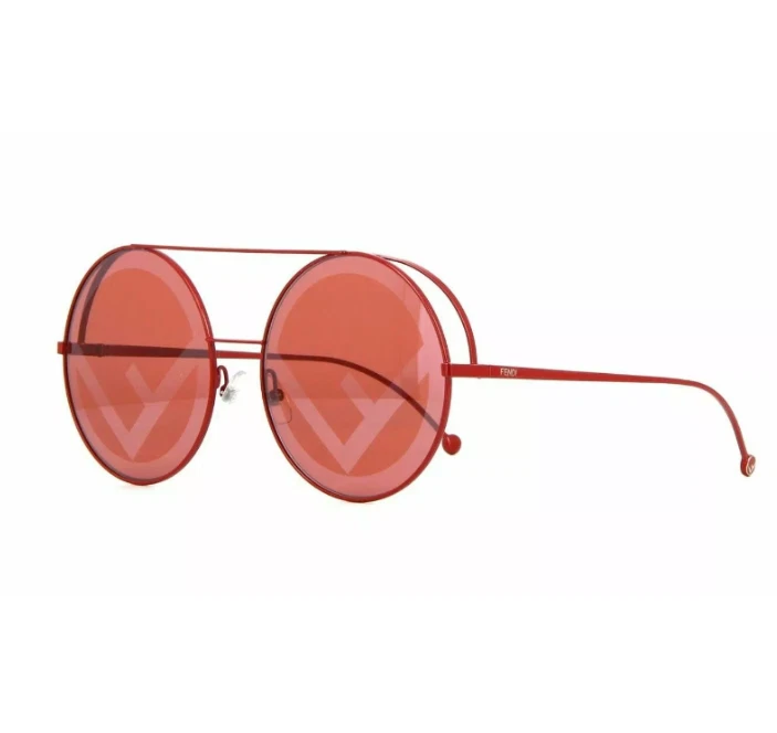 Authentic NWT Fendi FENDIRAMA Red Mirrored Round Women Sunglasses FF logo