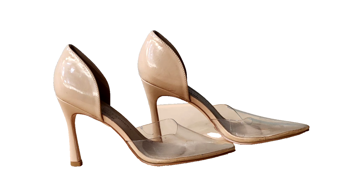 Chinese Laundry Clear Tan Faux Leather Pointy Toe Slip-On Heels Size 8.5