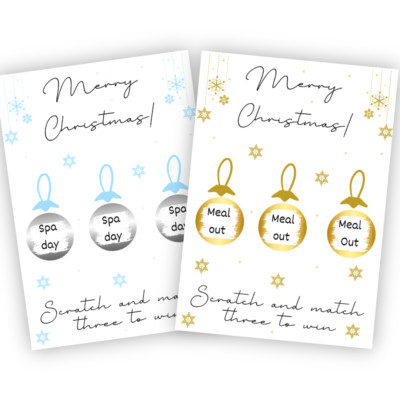 Personalisierte Weihnachts-Rubbelkarte, Personalisierte Karte, Frohe Weihnachten, Match 3