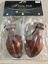 Cambria Classic Wood Finial Bed Post Window Rod Ends Medium Brown 605308 Flute