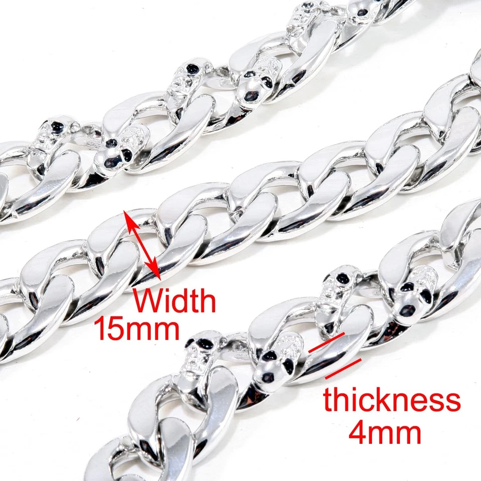 Fuerte Calavera Pico Motociclista Camionero Llave Jean Cartera Cadena (27.5"/8.1oz) Plata C... Foto 4 de 4