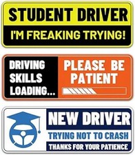 3pcs New Driver Magnet for Car, Funny Student Driver Magnet Please Color: Blue