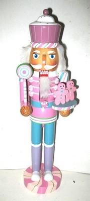 CHRISTMAS NUTCRACKER ~ Pink Pastel Candy Nutcracker~ 15'' H x 4'' W x 3'' D