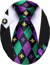 Fun Animal Ties for Men Designer Handkerchief Cufflink WOVEN Casual Necktie Set