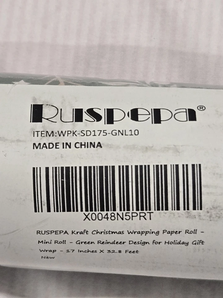 Ruspepa Kraft 圣诞包装纸 1 卷绿色驯鹿密封全新 — 第 4/4 张图片