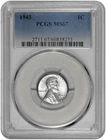 1943 1C Lincoln Steel Wheat Cent PCGS Graded MS 67