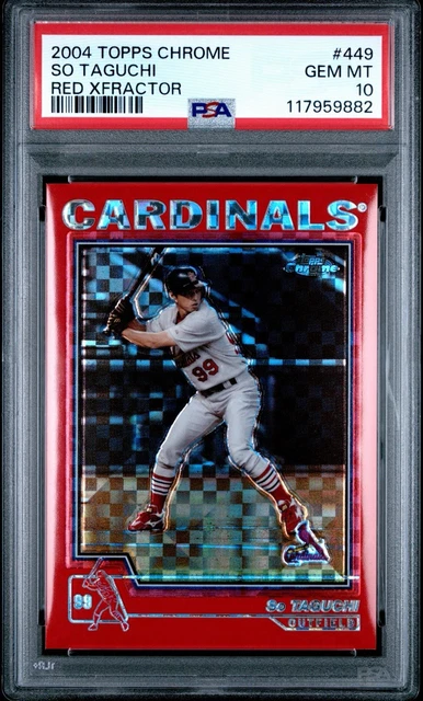 2004 Topps Chrome So Taguchi Red X-Fractor Color Match for Cardinals PSA 10 Pop1