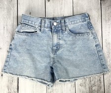 OLD NAVY Girls Blue Denim 14 Frayed Hem High Rise Adjustable Waist Shorts 0242