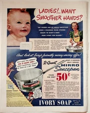 Ivory Soap 1940 Vintage Print Ad Mirro Saucepan 2-Quart Aluminum