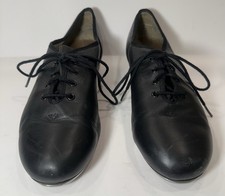 Capezio Tele Tone Tap Shoes Black Leather Lace-Up Women  s 10