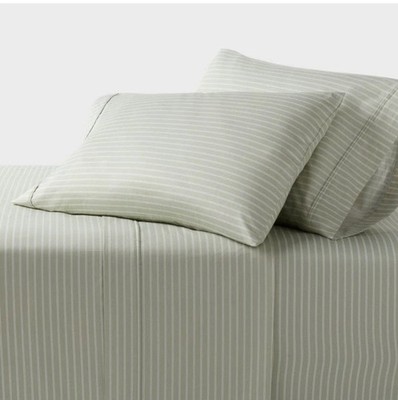  Twin XL 400 Thread Count Performance Sheet Set Green Stripe - Threshold