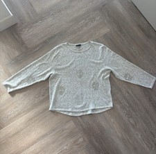Topshop Womens Gray White Speckled Beaded Kni...