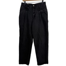 Vintage Gitano Mom Jeans Womens 16 Black Tapered Mom Jeans Pleated Detail 80s