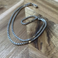 Vintage PT 925 Italy Sterling Silver Box Chain Necklace 2.2mm approx 18" Unisex