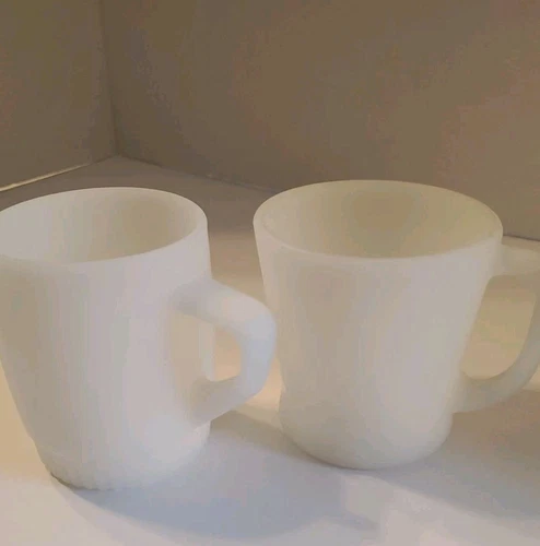 Vintage Fire King Ivory  Coffee Mug Cup 1948-1950 Milk Glass Mixed Lot of 2
