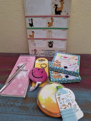 NICI Stempelset,Block m. Kuli,Täschen,Smiley,Heftetiketten /neu aus Wundertüten